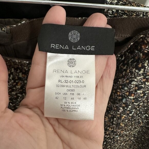 RENA LANGE 2 piece suit skirt jacket silk blend colorful career business 10 12 - Picture 11 of 11